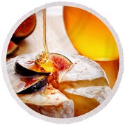 Brie Cheese With Figs And Honey Round Beach Towel Brie Cheese With Figs And Honey Round Beach Towel