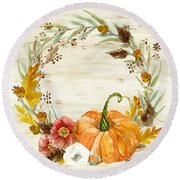 Fall Autumn Harvest Wreath on Birch Bark Watercolor Painting by Audrey ...