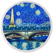 Le Tour Eiffel A La Van Gogh Round Beach Towel