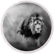 Lion - Pride Of Africa 3 - Tribute To Cecil In Black And White Round Beach Towel