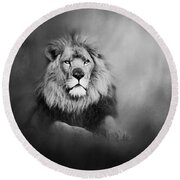 Lion - Pride Of Africa I - Tribute To Cecil In Black And White Round Beach Towel