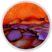 Sundown - Abstract Landscape Painting Round Beach Towel by Michelle Wrighton