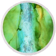 Take The Plunge - Abstract Landscape Round Beach Towel by Michelle Wrighton