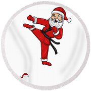 18x18 Multicolor Christmas Santa Claus Gift Men Women Boys Kids Karate Kick Santa Judo Taekwondo Martial Arts Christmas MMA Throw Pillow