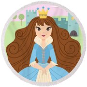 Fairy Tale Princess In A Blue Dress And Her Storybook Castle Painting ...