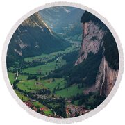 Lauterbrunnen valley in the Swiss Alps with an iconic waterfall ...
