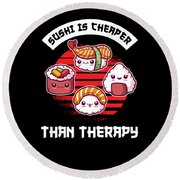 Japanese Food Cuisine Gift Sushi Is Cheaper Than Therapy Funny Throw Pillow  by Thomas Larch - Pixels