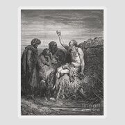 Job and his Friends Round Beach Towel for Sale by Gustave Dore