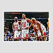 Scottie Pippen with Michael Jordan and Dennis Rodman Throw Pillow