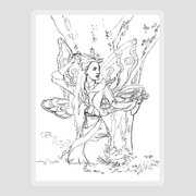 Light Bulb Fairy line drawing Drawing by Katherine Nutt - Fine Art