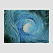 Wormhole in Shades of Blue - Acrylic Painting on Canvas, Space 