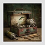 Vintage Fishing Tackle Box on Work Bench by Cindy Shebley
