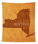 New York Word Art State Map On Canvas Tapestry