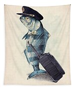 Fish in Pilot Uniform Tapestry Fish in Pilot Uniform Tapestry