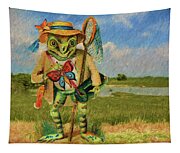 Frog Gone Fishing - Painting Round Beach Towel by Ericamaxine