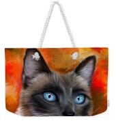 Fire And Ice - Siamese Cat Painting Weekender Tote Bag by Michelle Wrighton