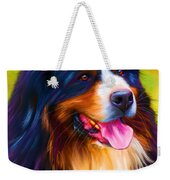 Colorful Bernese Mountain Dog Painting Weekender Tote Bag by Michelle Wrighton