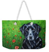 Poppy - Labrador Dog In Poppy Flower Field Weekender Tote Bag by Michelle Wrighton