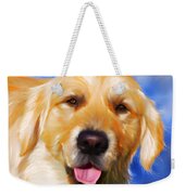Happy Golden Retriever Painting Weekender Tote Bag by Michelle Wrighton