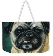 This Is My Happy Face - Pug Dog Painting Weekender Tote Bag by Michelle Wrighton