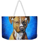 American Staffordshire Terrier Dog Painting Weekender Tote Bag by Michelle Wrighton