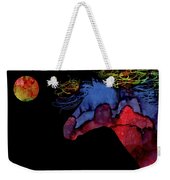 Colorful Abstract Full Moon Wild Horse Painting Weekender Tote Bag by Michelle Wrighton