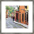 Historic Cobblestone Streets Of San Miguel Framed Print