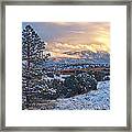 Sandia Mountains With Snow At Sunset Framed Print