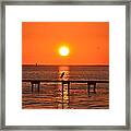 0105 Sunset On Santa Rosa Sound With Great Blue Heron Silhouette Framed Print