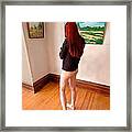 0820 Young Red Hair Woman In Art Gallery With No Pants Framed Print