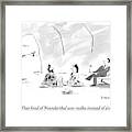 A Caveman And Cavewoman Sit On The Floor Framed Print