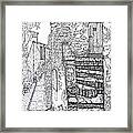 Ancient Crumbling Stone Steps Black And White Framed Print