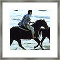 Andie Macdowell And Paul Qualley Riding Horses Framed Print