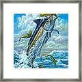 Big Jump Blue Marlin With Mahi Mahi Framed Print