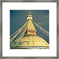 Bodhnath Stupa At Night In Kathmandu #1 Framed Print