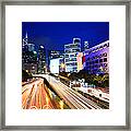 City At Night With Traffic Trails #1 Framed Print