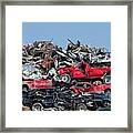 Crushed Cars At Scrapyard #1 Framed Print