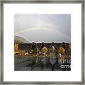 East Gate Of Yellowstone And Rainbow Framed Print