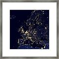 Europe At Night, Satellite Image #1 Framed Print