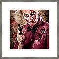 Evil Demented Zombie Holding Hand Gun. Robbery #1 Framed Print