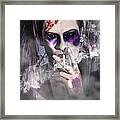 Evil Zombie Schoolgirl Smoking Cigarette #1 Framed Print