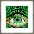 Eye And Binary Code Framed Print