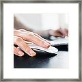 Hand With Computer Mouse #1 Framed Print