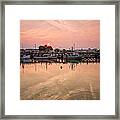 Hazy Sunrise Over The Commercial Pier Portsmouth Nh #2 Framed Print