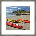 Kayaks On Beach Near Doctors Point #1 Framed Print