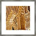 Low Angle View Of Carving On Arches #1 Framed Print