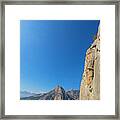 Man Leading Climbing Route On Mountain #1 Framed Print