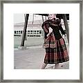 Model Standing Underneath A Breezeway In A Plaid #1 Framed Print