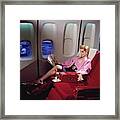 Model Wearing Pink Jacket On Airplane Framed Print