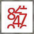 Numbers In Red And White #1 Framed Print